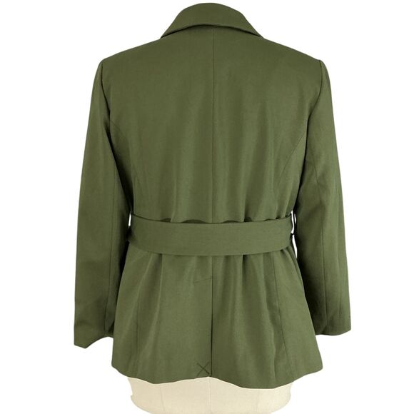 Eloquii Blazer Jacket sz 18 Army Green Belt Detail Peak Lapel Office Preppy NWT - Picture 5 of 12